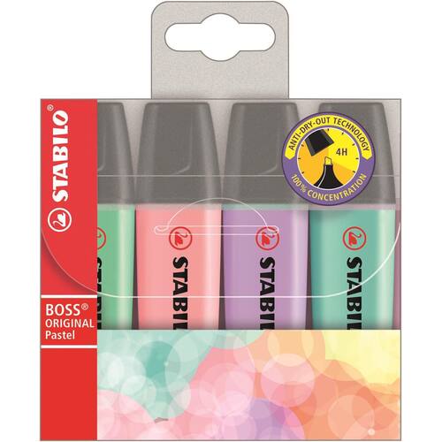 STABILO Överstrykningspenna BOSS® Original platt pennkropp snedskuren spets 2–5 mm olika pastellfärger