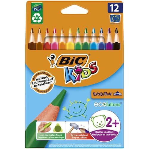 BIC® Kids Evolution triangelformade färgpennor olika färgpennor förpackning: 12