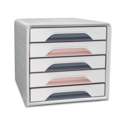Cep Skrivbordsbyrå Smoove Mineral 5 lådor vit-rosa-grå