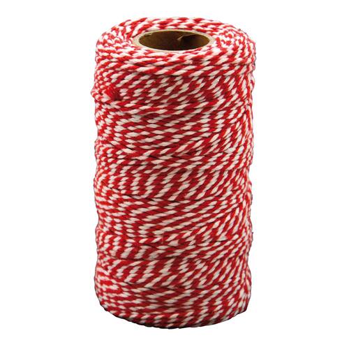 PLAYBOX Bomullssnöre 100m x 2mm Röd/vit