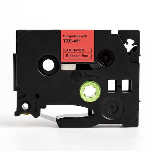 Läs mer om Tape 24mm TZe-451 Svart på Röd