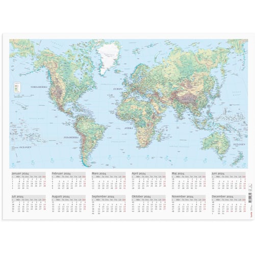 Burde Väggblad med Världskarta - 5087