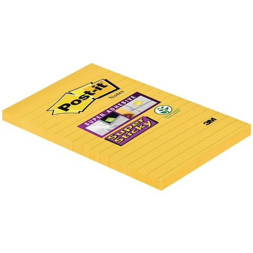 Post-it® Super Sticky-notislappar linjerade 102 x 152 mm Ultra Yellow 75 blad 660-S