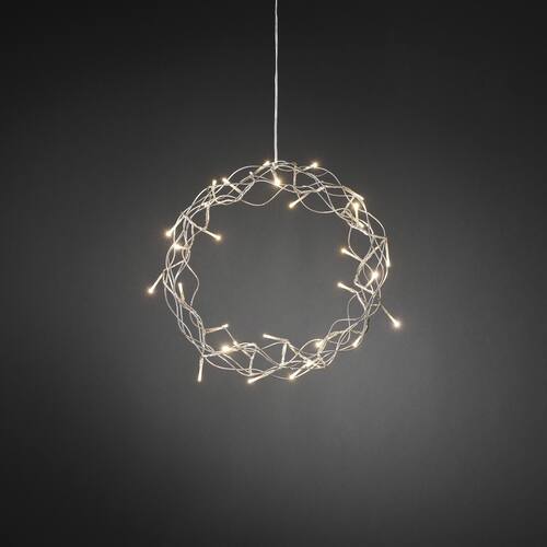 KONSTSMIDE Krans metall 32 varmvit LED 30cm silver