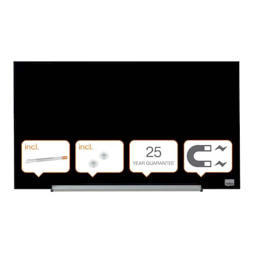Nobo Whiteboard Glastavla i widescreenformat väggmonterad magnetisk glasyta 31” svart