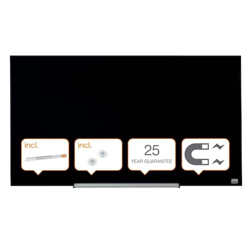 Nobo Whiteboard Glastavla i widescreenformat väggmonterad magnetisk glasyta 45” svart