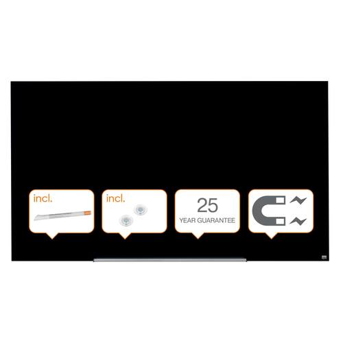 Nobo Whiteboard Glastavla i widescreenformat väggmonterad magnetisk glasyta 85” svart