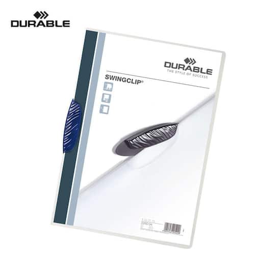 Durable Klämmapp Swingclip 2260 A4 30 ark polypropylen transparent med blå klämma