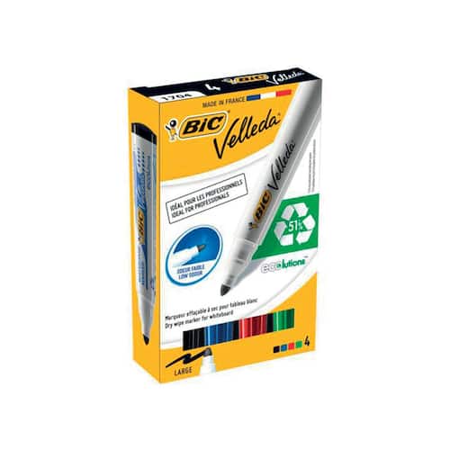 BIC® Whiteboardpenna Velleda® 1701 icke-permanent ketonbaserat bläck 2,5 mm svart röd blå grön