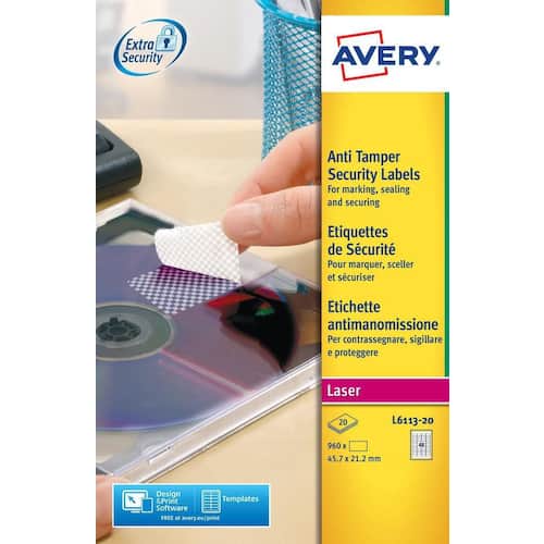 Avery Etikett 45,7×21,2mm vit
