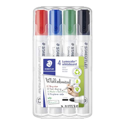 STAEDTLER Lumocolor Whiteboardpenna Lumocolor® 2 mm olika färger förpackning med 4