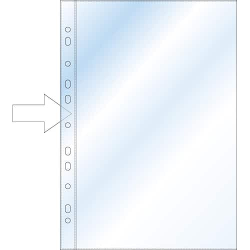 Plastficka A4 stansad 60 mikrometer polypropylen jämn 11 hål genomskinlig