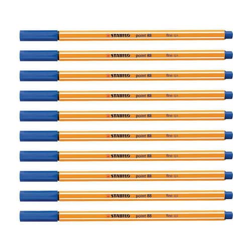 STABILO Fineliner Point 88® tunn spets orange pennkropp blått bläck