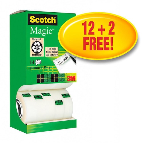 Scotch® Magic™-tejp i stapelpaket genomskinlig 19 mm x 33 m förpackning med 14