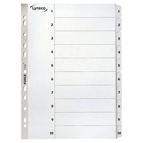Lyreco Register Mylar A4 1-10 vit