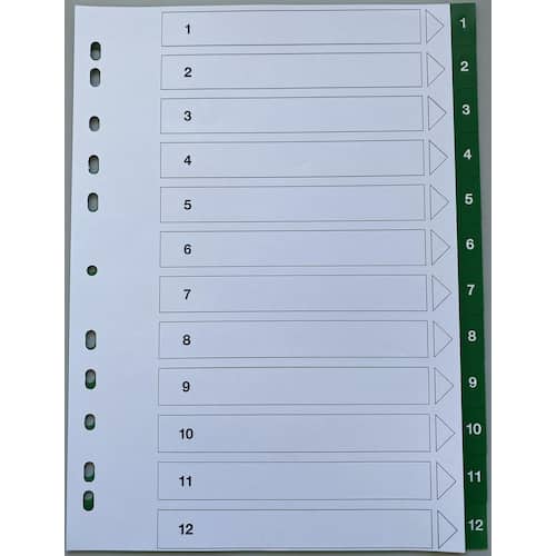 MANUFACTURAS ROMA Plastregister A4 1-12 grön flik
