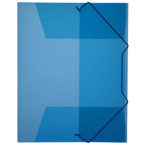 Gummibandsmapp 3-klaff A4 färgad polypropylen transparent blå