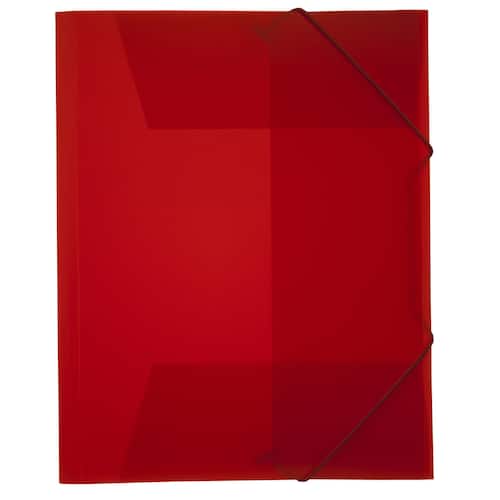 3-klaffsmapp med elastiska gummiband A4 färgad polypropylen transparent röd