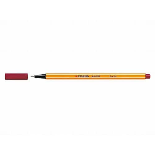 STABILO Fineliner Point 88® tunn spets orange pennkropp mörkrött bläck