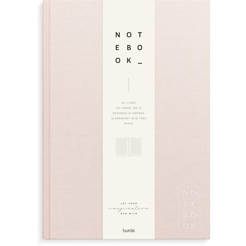 Burde Anteckningsbok A4 textil linjerad rosa