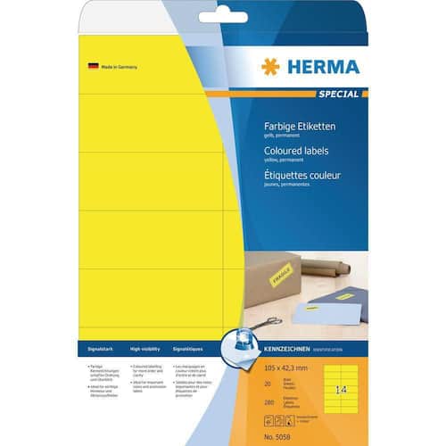 Herma Etikett 105×42,3mm gul