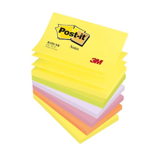 Post-it® Sticky Z-notislappar 76x127mm Neon Rainbow 6×100 blad sorterade färger