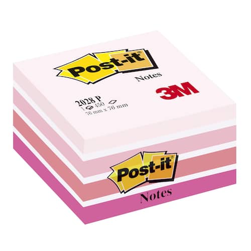 Post-it® Sticky-notislappar kub 76 x 76 mm rosa 450 blad 2028-P