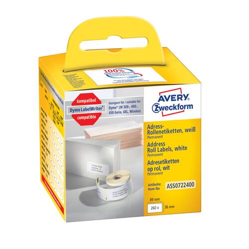 Avery Etikett 89x36mm på rulle