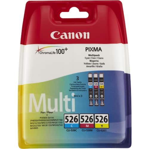Canon Bläckpatron PIXMA CLI-526 4541B009 ChromaLife100+ cyan magenta gul multiförpackning