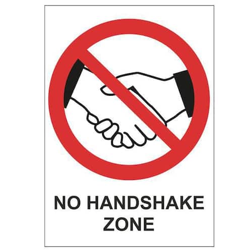 Staples Skylt No Handshake Zone A4 Plast