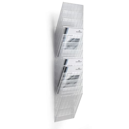 Durable Tidningsställ FLEXIBOXX monteras på vägg 12 fack A4 transparent