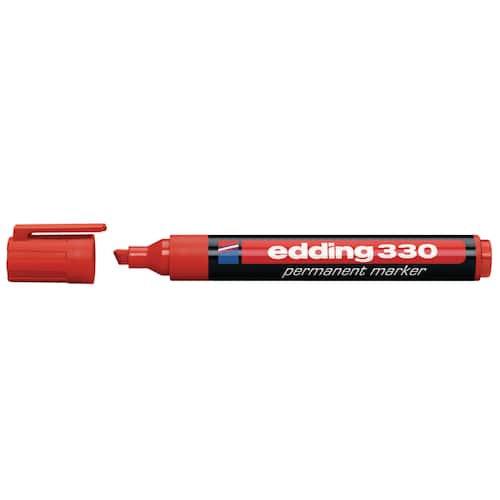 edding Märkpenna Permanent 330 med snedskuren spets 1–5 mm röd