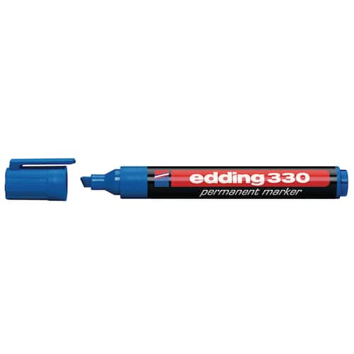 edding Märkpenna Permanent 330 med snedskuren spets 1–5 mm blå