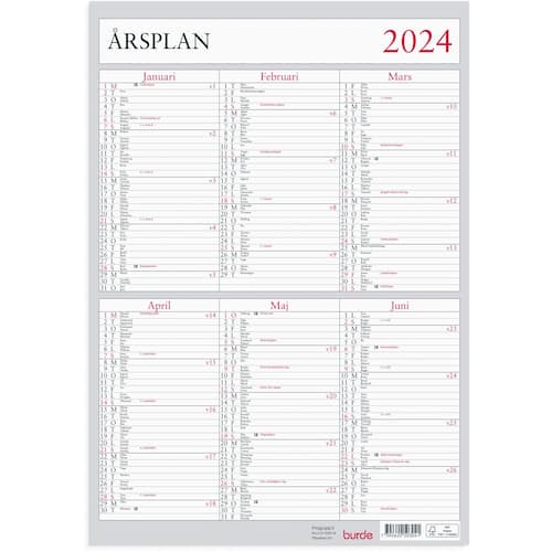 Burde Väggkalender Årsplan - 5030