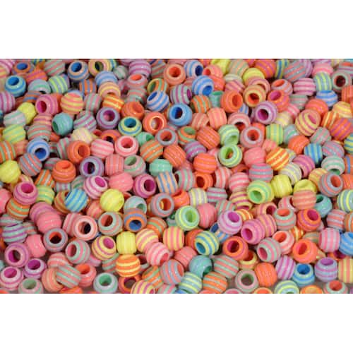 Läs mer om PLAYBOX Plastpärla pastell ränder 1500/fp