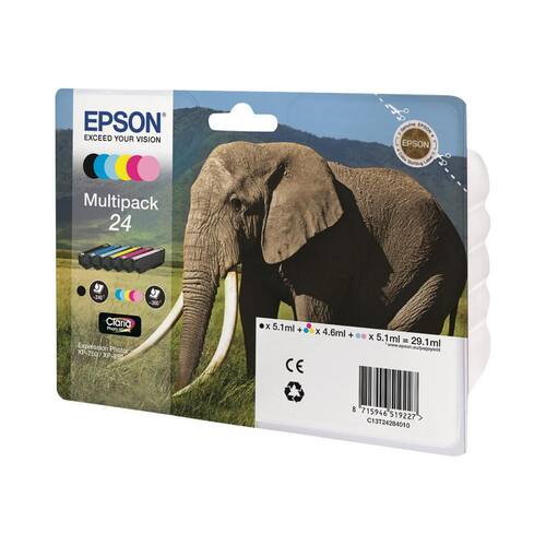 Epson Bläckpatron 24 elefant svart cyan ljus cyan magenta ljus magenta gul flerpack