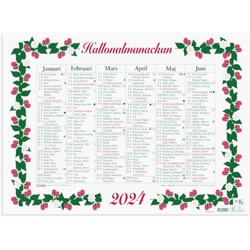 Burde Väggkalender Stora Hallonalmanackan - 5010