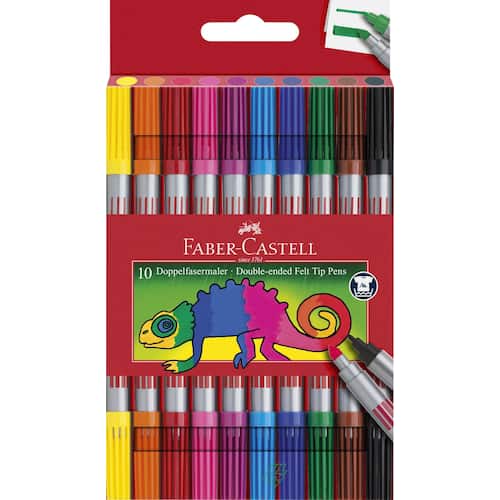 Faber-Castell Filtpetspennor med två spetsar tvättbara 10-pack