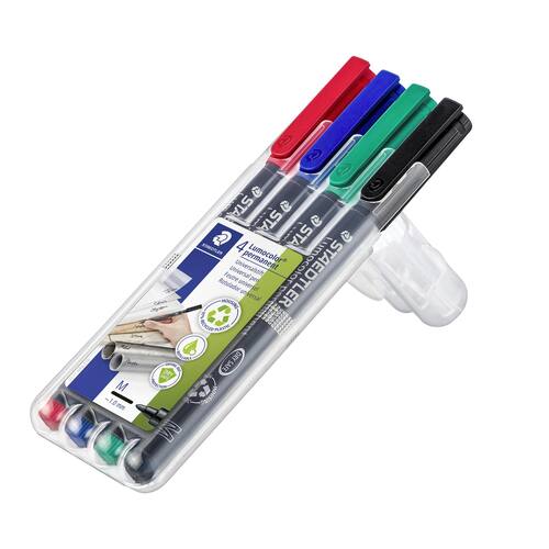 STAEDTLER Lumocolor Universalpenna Lumocolor® 317 permanent mediumspets röd blå grön svart 4-pack