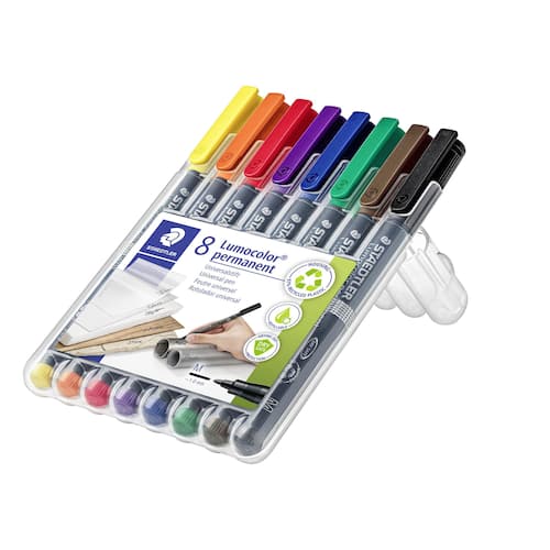 STAEDTLER Lumocolor Lumocolor® 317 permanent märkpenna, mediumspets, 1 mm linjebredd, olika färger, 8-pack