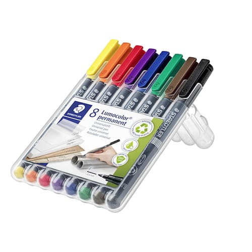 STAEDTLER Lumocolor Lumocolor® 318 permanent märkpenna, tunn spets, 0,6 mm linjebredd, olika färger, 8-pack