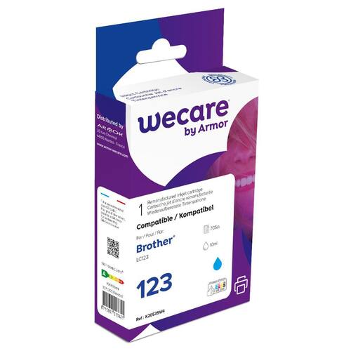 Wecare Återanvänd bläckpatron kompatibel med  BROTHER LC123 C LC123C cyan singelpack