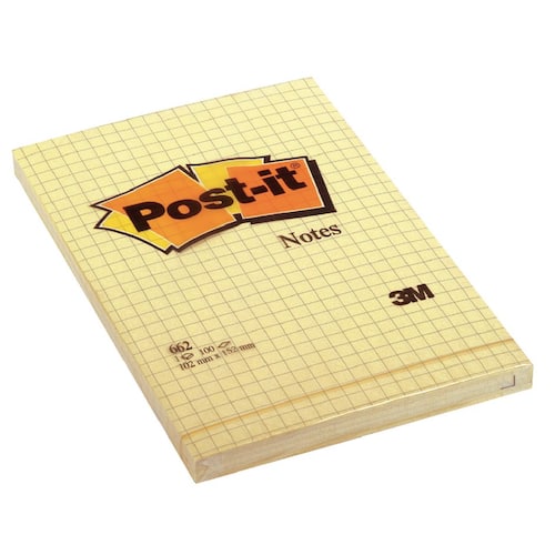 Post-it® Memoblock POST-IT rutat 102x152 gul