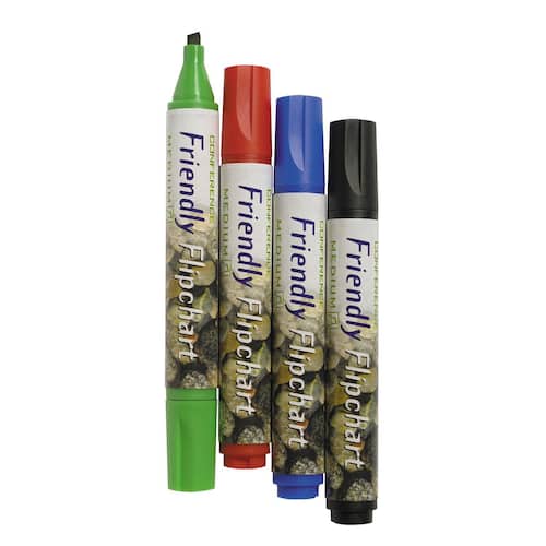 Friendly Icke-permanent märkpenna för blädderblock mejselformad spets 2–5 mm linjebredd olika färger