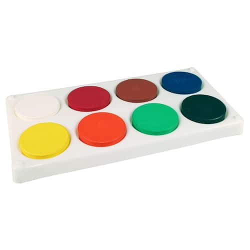 PLAYBOX Färgpuckar i palett ø55-57 mm 8 färger
