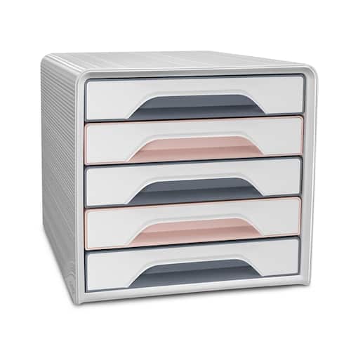 Läs mer om Cep Skrivbordsbyrå Smoove Mineral 5 lådor vit-rosa-grå