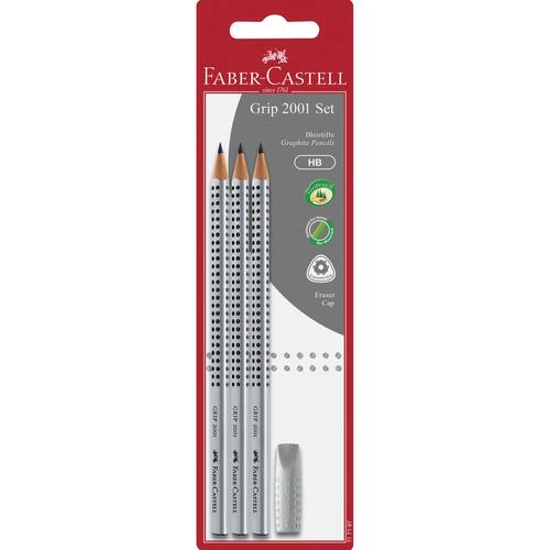 Faber-Castell Grafitpenna Grip 2001 HB-stift triangelformad pennkropp med greppzon silver