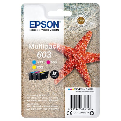 Epson Originalbläckpatron 603 C13T03U54010 multiförpackning med tre färger: cyan gul magenta