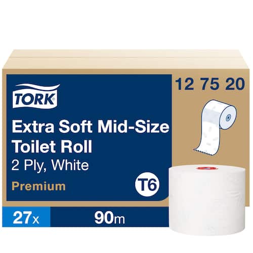 Tork Premium Compact T6 jumborulle med toalettpapper 2-lagers präglad vit