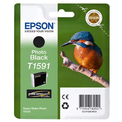 Epson Bläckpatron Kingfisher T1591 Ultra Chrome HI Gloss 2 fotosvart singelförpackning C13T15914010